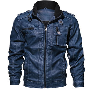 Blouson en cuir de mouton noir respirant pour homme, style moto, personnalisé, col montant, broderie, tannage de haute qualité, pour l'hiver - Product Image 6