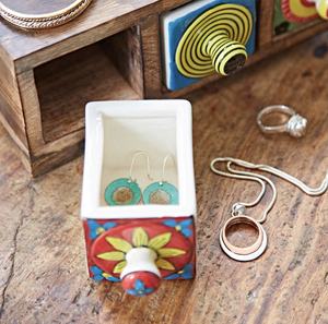 Coffre en bois à tiroirs en céramique, boîte à épices et à bijoux, design créatif et cadeau artisanal en bois - Product Image 2