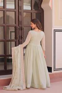 Vestido Anarkali con Cuentas y Lentejuelas al por Mayor para Mujer, Vestidos de Noche de Lujo con Cuentas para Bodas y Fiestas - Product Image 5