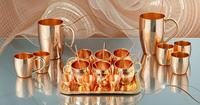 Ensemble de tasses à mule martelées de Moscou Verres à liqueur en cuivre Pailles à boire en cuivre avec plateau en cuivre Ensemble complet pour tasses à café coffret cadeau
