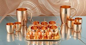 Hammered Moscow Mule Mug Set <b>Copper</b> Shot Glasses <b>Copper</b> Drinking Straws with <b>Copper</b> Tray Complete Set for coffee mugs gift set - Product Image 2