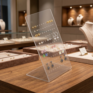 Expositor de Acrílico para Pendientes 2026 con Orificios Personalizables, Soporte de Joyería en Forma de L Transparente con Acabado Brillante y Logotipo Personalizado - Product Image 5