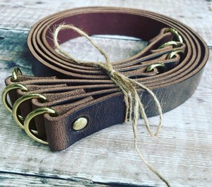 Antique <b>Brown</b> Leather Curtain <b>Tie</b> Back Single Fixings , Leather Curtain <b>Ties</b>, Leather Tieback Holder - Product Image 3