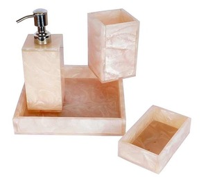 Juego de accesorios de baño de resina moderna de lujo, organizador de encimera de calidad Premium, dispensador de jabón, soporte para cepillo de dientes, contenedor de bandeja - Product Image 5