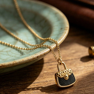 Collar de Joyería con Colgante de Bolso de Mano, Chapado en Oro de 18k, de Acero Inoxidable 316L, Resistente al Agua y al Deslustre, Estilo Vintage, para Mujer - Product Image 1