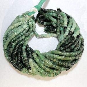 Cuentas redondas lisas de Esmeralda natural Heishi, forma de nivel de piedras preciosas naturales, precio al por mayor perforado en el centro - Product Image 5