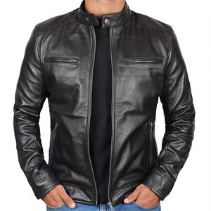 Unisex Arrival Custom Color Coated High Quality Genuine Leather <b>Jacket</b> <b>for</b> <b>Men</b> XL Size Autumn Stand Collar Vintage Style - Product Image 1