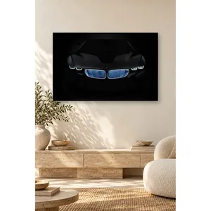 Impression sur toile Fida BMW i8 vue de face avec lumière bleue dans l'obscurité - Product Image 2