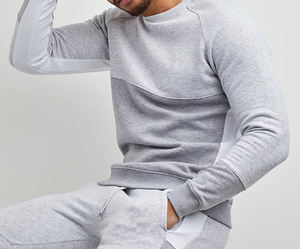สเวตเตอร์คอกลมสำหรับผู้ชายกางเกงวิ่งแบบสั่งตัดผ้าคอตตอนผสม - Product Image 3