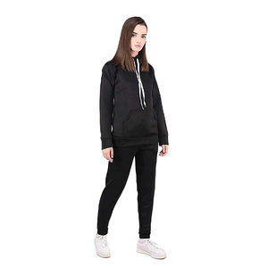 Ensembles de mode solides grande taille pour femmes à la mode logo personnalisé survêtement d'hiver survêtements décontractés respirant à capuche polyester/coton - Product Image 3