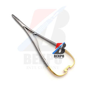 Premium Dental Arruga soporte de aguja medio oro TC 16cm fórceps instrumentos - Product Image 5