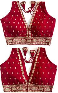 Blusa moderna de verano con trabajo de hilo Zari y nudos hechos a mano Patrón abierto frontal Estilo formal elegante - Product Image 2