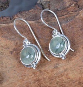 Prehnite Gemstone 925 Solid Sterling Silver Drop Earrings Gold Plated 925 Silver <b>Jewellery</b> for Women Girls for Party Occasions - Product Image 3