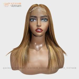 Precio barato Personalizar resaltar Color pelucas de cabello humano 100% pelo crudo vietnamita peluca Natural con cierre Frontal - Product Image 6