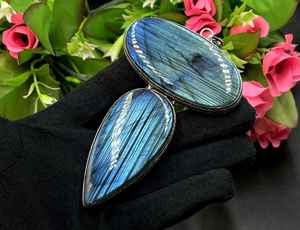 Pendentif en argent sterling 925 fait à la main avec pierre précieuse de labradorite naturelle grande pierre plaqué or bijoux cadeau de fiançailles d'anniversaire - Product Image 3