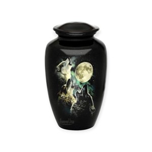 Soft Pearl Gray Cremation Urn with Gold Floral Band Satin Finish and Balanced <b>Memorial</b> Proportions - Product Image 4