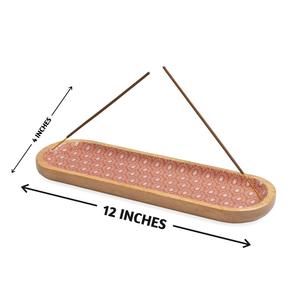 Porte-encens en bois de santal fait à la main, plateau imprimé de forme ovale, cendrier, brûleur pour l'aromathérapie, décoration de parfum d'intérieur - Product Image 5