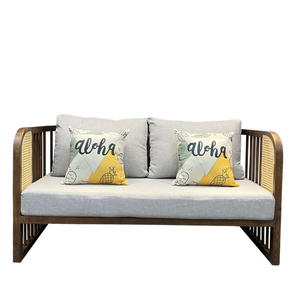 Sonet SFB68065 Indochine-Style Chesterfield <b>Sofa</b> Three-Seater with European Tropical Design Upholstered in Wood and <b>Sponge</b> - Product Image 1