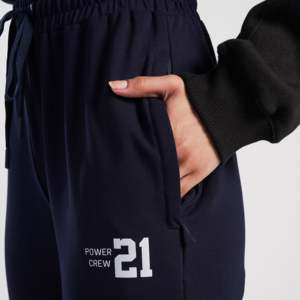 Customizable Logo Varsity Style <b>Joggers</b> 100% Cotton Baggy Sports Wear High Waist Side Stripe Pattern XL 6XL <b>Navy</b> Color - Product Image 5