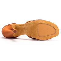 Chaussures de danse latine pour femmes, en cuir véritable fait main, avec dessus en satin brillant, 7 lanières, talon de 8,5 cm, pour Tango, Salsa, Bachata, danse de salon