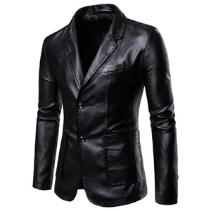 2025 automne hommes mode peau de mouton veste en cuir coupe ajustée col montant PU avec Anti-vent moto fermeture éclair vêtements d'extérieur - Product Image 6