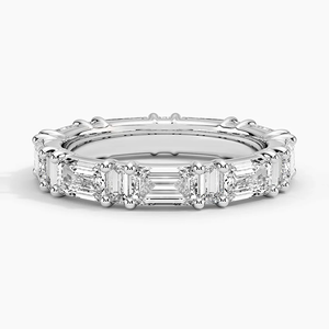 Timeless Vintage Style Women's 925 <b>Silver</b> Eternity <b>Band</b> Emerald Shape Lab Grown Diamond Ring Classic <b>Wedding</b> Jewelry - Product Image 5