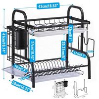 Égouttoir à vaisselle pour armoire de cuisine, sur l'évier, fourni directement par l'usine, accessoires de cuisine à 2 niveaux, organisateur de maison pliable
