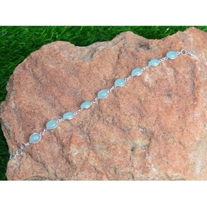 Pulsera de Plata de Ley 925 con Gema de Calcedonia Aqua - Product Image 4
