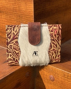 New Real Cowhide Leather Carving Women Wallet Stylish <b>Phone</b> Cases New Western Hot Selling Western Embossed Print Leather Wallets - Product Image 1