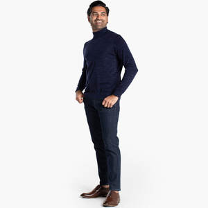 Pull pour hommes de haute qualité avec logo personnalisé Pull côtelé à col montant et manches longues en tissu respirant pour hommes - Product Image 2