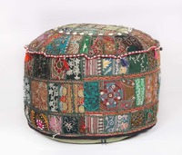 Khambadiya Patchwork Coton Pouf/Ottoman Couverture À La Main Décor À La Maison art Patchwork Salon Ottoman Couverture en gros Lot