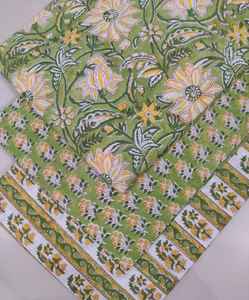 ผ้าฝ้ายเนื้อผ้าระบายอากาศได้ดีจาก100% ผ้าฝ้ายทำมือพิมพ์ลายบล็อกเป็นมิตรต่อสิ่งแวดล้อมแบบดั้งเดิมมรดกทางวัฒนธรรม - Product Image 1