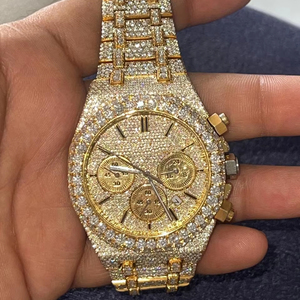 Reloj de lujo para hombre Hip Hop Iced Bling Diamantes simulados movimiento de cuarzo 5mm Espesor DE LA CAJA Dial redondo que muestra la moda - Product Image 1