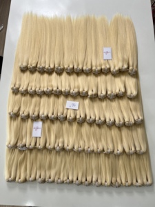 Extensions de cheveux vierges humains blonds 613, lisses, 100% cuticules alignées, non traitées, double trame machine, cheveux vietnamiens - Product Image 2