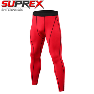 Leggings de compression pour homme à taille élastique, en Spandex/Nylon, longueur intégrale, séchage rapide, extensibles, pour la gym, le fitness, la course et l'entraînement sportif - Product Image 3