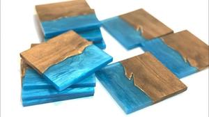 Ensemble de sous-verres en bois décoratifs classiques avec support avec sous-verres en pierre pour cadeaux et usage domestique - Product Image 2