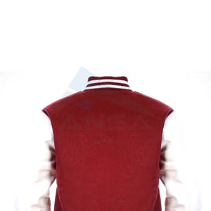 Chaqueta Universitaria Color Granate y Blanca con Forro de Viscosa Suave, Cierre de Botones a Presión y Dobladillo y Puños de Punto Acanalado - Product Image 3