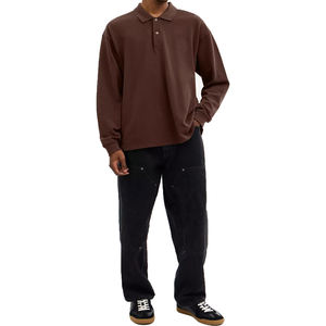 Pull 100% coton personnalisé pour hommes, sweat polo ample et décontracté pour hommes, sweat à capuche unisexe, sweatshirts chauds en coton polaire, chemises pour hommes - Product Image 2