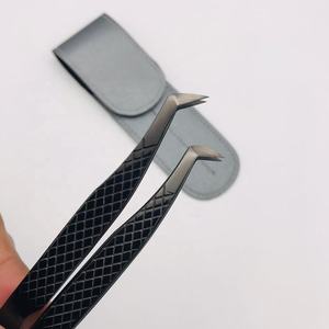 Pinzas de extensión de pestañas de gran volumen con logotipo personalizado de MOQ bajo al por mayor punta de fibra de acero inoxidable sostenible de plasma negro sólido - Product Image 6