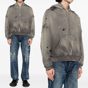 เสื้อมีฮู้ดผู้ชายฟอกสีกรดมีฮู้ดรุ่นเฮฟวีเวตสีจางวินเทจตามสั่ง - Product Image 1