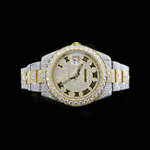 Reloj de pulsera de acero inoxidable Hip Hop con corte helado de diamante de moissanita con claridad VVS de 30 quilates, nuevo reloj con tachuelas de diamantes, joyería - Product Image 1