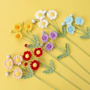 New Style Snowy Five-Knitted Multi-Head Daisy Bouquet Branch, Solid Color & Gradient, Home <b>Vase</b> Decoration Floral Insert - Product Image 2