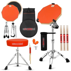5Core Drum Throne Adjustable Guitar Stool Padded Seat + Drum <b>Practice</b> <b>Pad</b> Snare Drumming Stand - Product Image 1