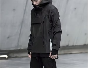 OEM Custom Printed <b>Pullover</b> Coat Half Zipper Oversize Casual Winter Waterproof Canvas Front Pocket Stand Collar - Product Image 2
