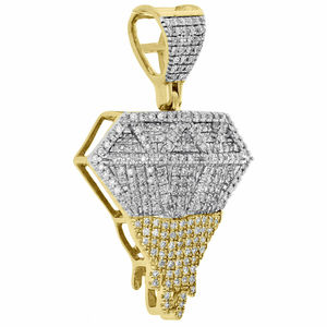 Colgante de moissanita de corte princesa de 1,20 CT chapado en oro amarillo de 10 quilates con diseño de goteo elegante en colgantes finos de estilo Hip Hop - Product Image 2