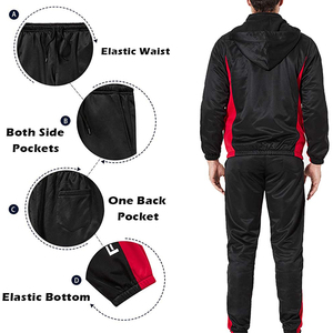 Chándal de hombre, chándal con cremallera, chándal de lana de algodón 100%, bolsillos en contraste con paneles - Product Image 6