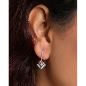Rosabella Silver Geometric Drop Earrings Zinc Alloy Clara Authenticity-Fashion <b>Accessory</b> for Women for <b>Weddings</b> Special Events - Product Image 4