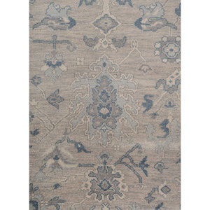 Erbe Hand Knotted Wool <b>Rugs</b> Grey Black <b>Boho</b> Style Rectangular Medallion Abstract for Home for Living Hallway-Model Nr. Lnlp-02 - Product Image 3