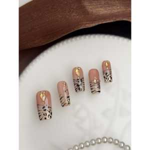 Décorations d'ongles de luxe Golden Safari, art des ongles à poser, décorations d'ongles haut de gamme - Product Image 4
