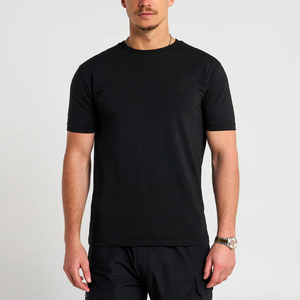 เสื้อยืดสีดำสำหรับผู้ชายเสื้อยืด100% โพลีเอสเตอร์แห้งเร็วสำหรับใส่เล่นฟิตเนสวิ่งเข้ายิมโลโก้ได้ตามต้องการ - Product Image 1